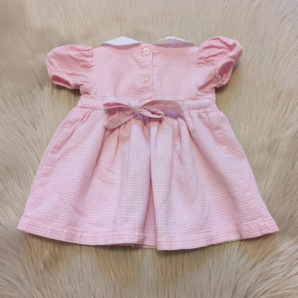 Vintage Baby Togs pink dress with white collar and cute bunny size 3-6 months - Picture 2 of 10